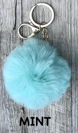 Sparkly Initial Keychain with Puff - ENG