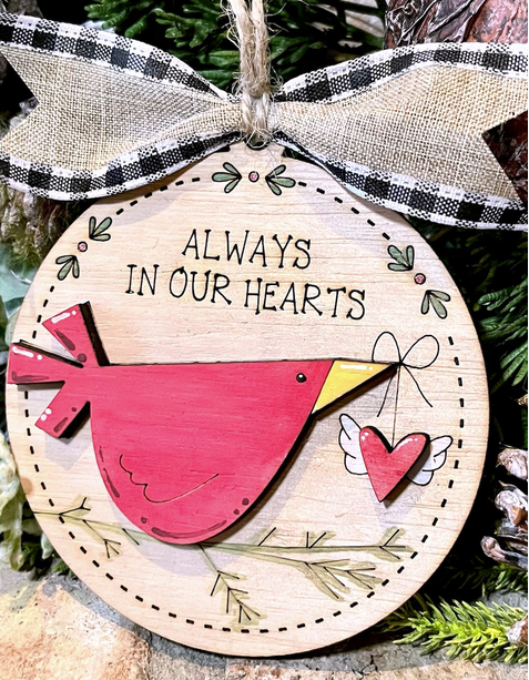 Cardinal Christmas Ornament -  Wooden Ornament - PLHS