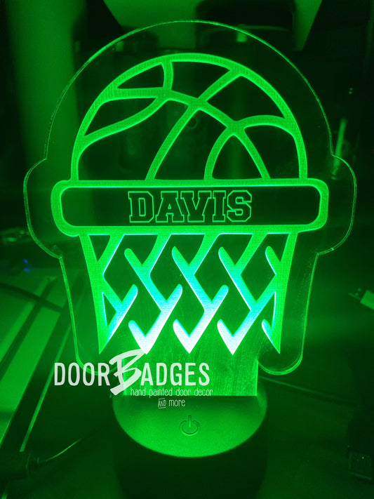 Personalized LED Night Light  - Custom Night Light - - Kids Room Decor - Basketball - Personalized Gifts for Kids - WHS