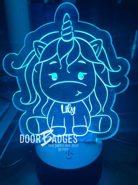 Personalized LED Night Light  - Custom Night Light - - Kids Room Decor - Unicorn - Personalized Gifts for Kids - WHS
