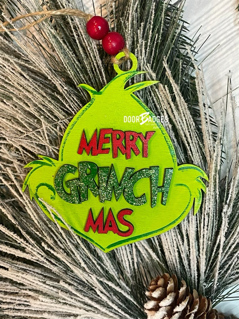 Merry Grinch Mas Wooden Ornament - ADC