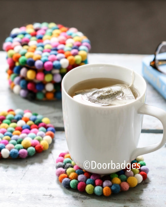 Colorful Wool Drink Coasters  -  WHS