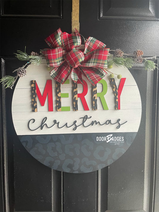 Merry Christmas Leopard door hanger - WHS