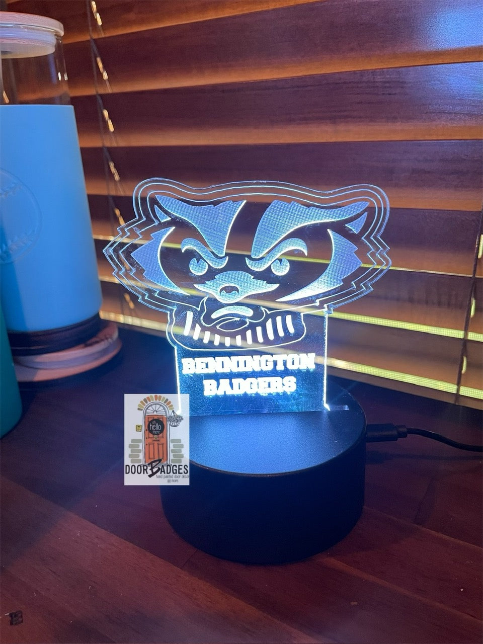 Personalized LED Night Light - Custom Night Light - Bennington Badgers - Kids Room Decor - Personalized Gifts for Kids - BYF