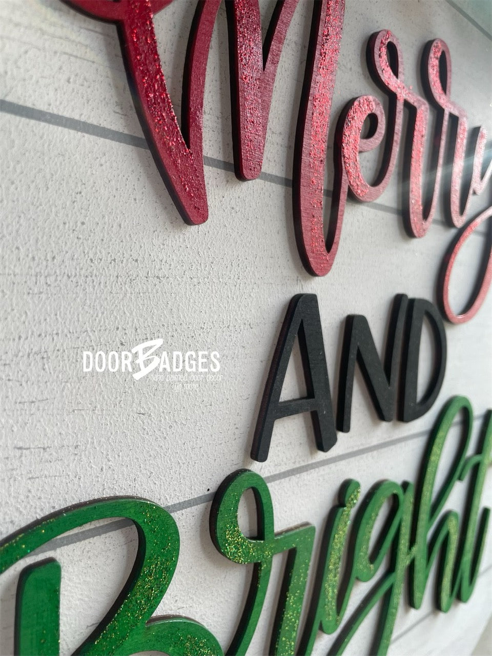 Merry & Bright Christmas door hanger - ADC