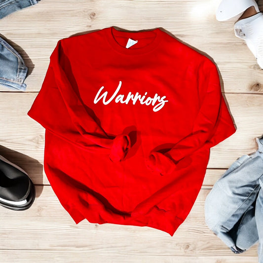 Warriors Puff Print Crew Neck Sweatshirt  -  WHS