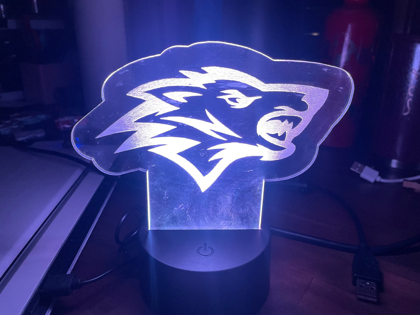 Personalized LED Night Light  - Custom Night Light - Wolf - Kids Room Decor - Personalized Gifts for Kids - ENG