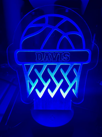 Personalized LED Night Light  - Custom Night Light - Basketball - Kids Room Decor - Personalized Gifts for Kids - ENG