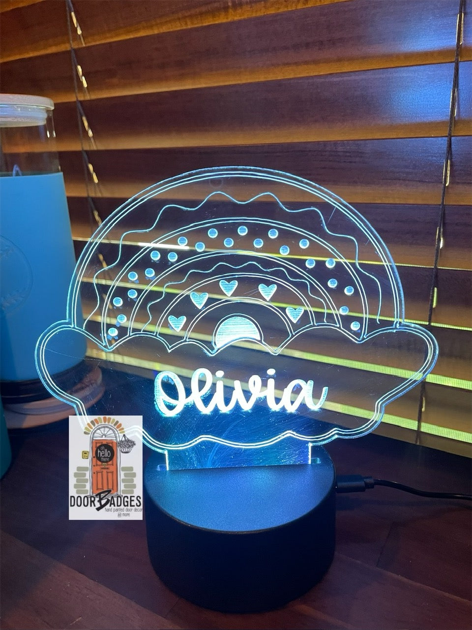 Personalized LED Night Light  - Custom Night Light - Rainbow - Kids Room Decor - Personalized Gifts for Kids - WHS